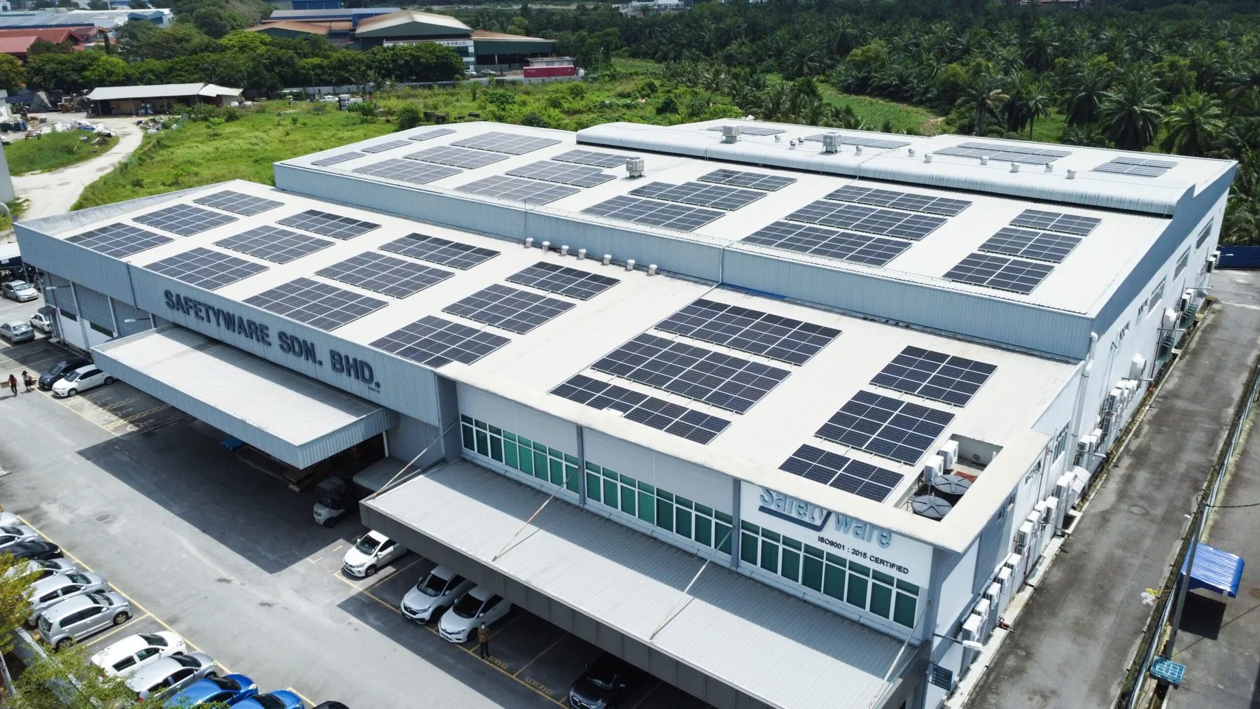 Aerial view of Safetyware's Malaysian safety footwear manufacturing facility in Penang