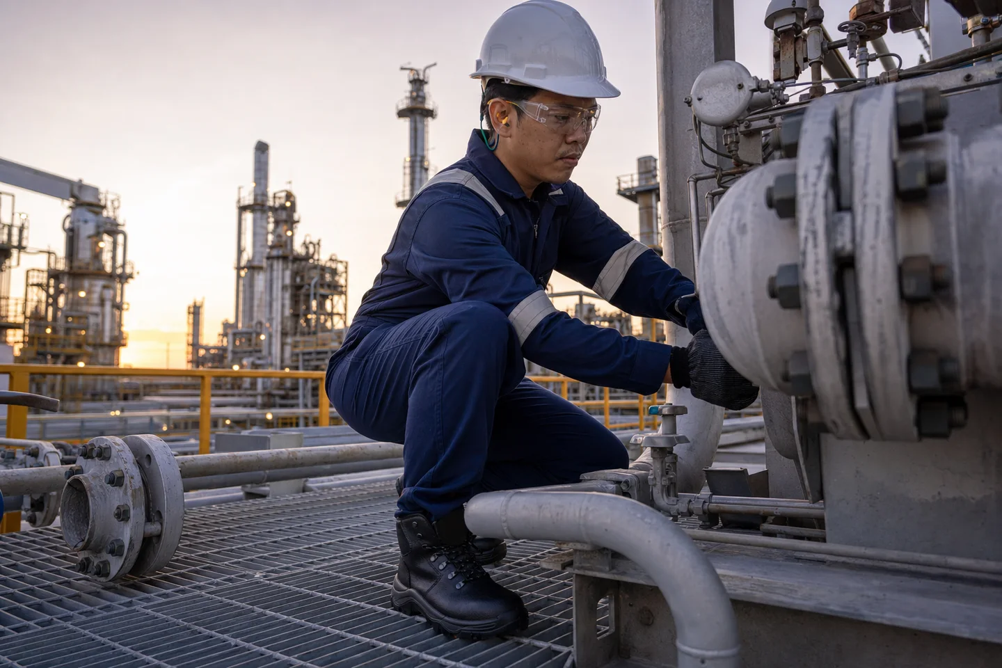 Oil & Gas workplace where industrial safety footwear is required
