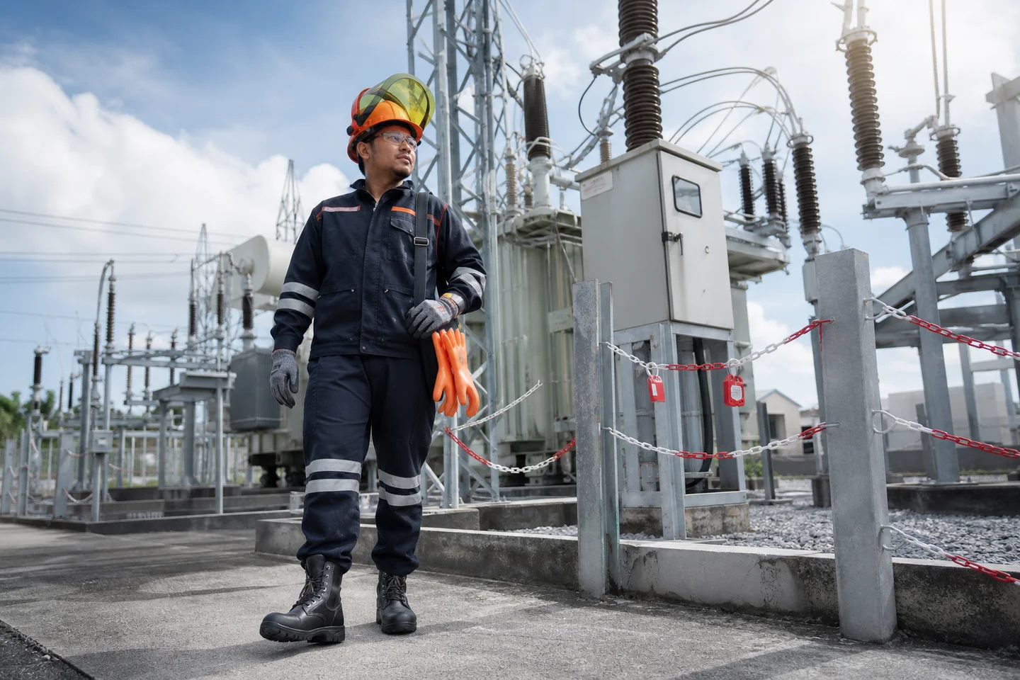 Utilities workplace where industrial safety footwear is required